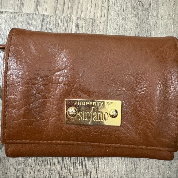 Vtg Stefano Brown Gold Tone Leather Crossbody Handbag 80s 90s Classic Long Strap - Picture 2 of 9